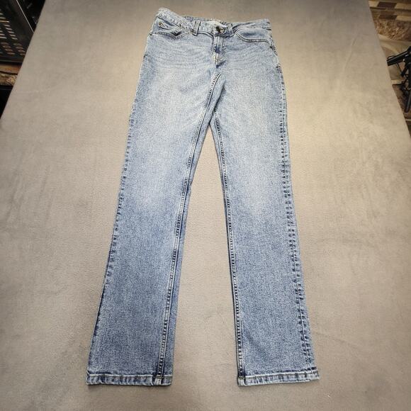 IZOD Saltwater Jeans Mens 32x33 Blue Straight Leg Distressed Stretch Denim - Picture 1 of 10